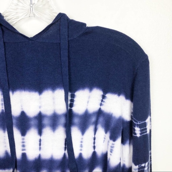 Aqua Tie Dye Long Sleeve Hoodie Blue White Medium - Picture 6 of 9